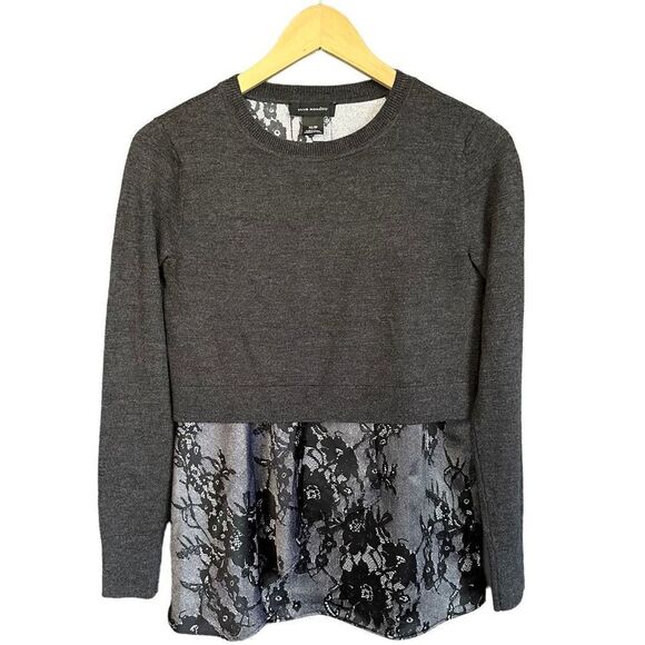 Club Monaco Claribel Layered Look Floral Print Merino Wool Sweater - Picture 2 of 7